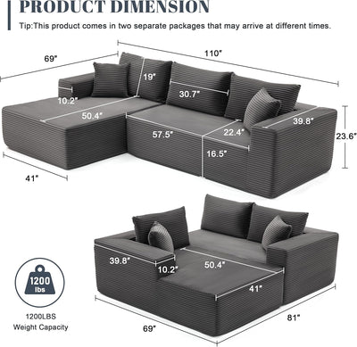 Nolar Boneless Cloud Couch "NINE"