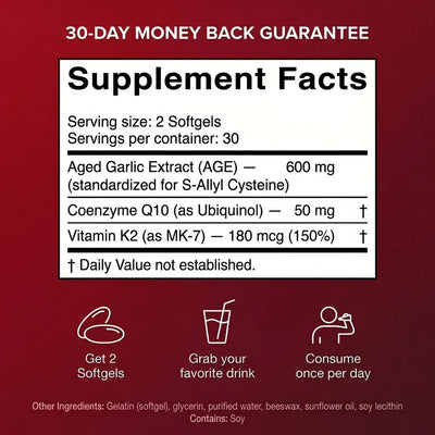 NOLAR Heart & Circulation Support | Aged Garlic + CoQ10