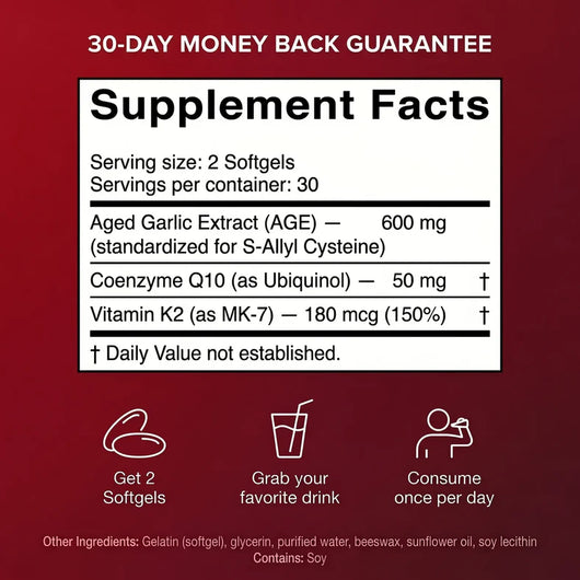 NOLAR Heart & Circulation Support | Aged Garlic + CoQ10