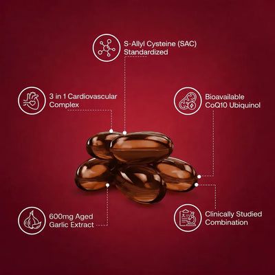 NOLAR Heart & Circulation Support | Aged Garlic + CoQ10